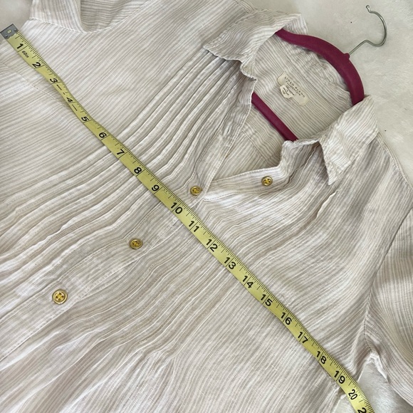 Charter Club Linen Blend Striped, Button Down Roll Tab Sz M - Picture 10 of 13